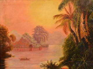 Appraisal: Manner of Norton Bush tropical landscape Oil on canvas tropical