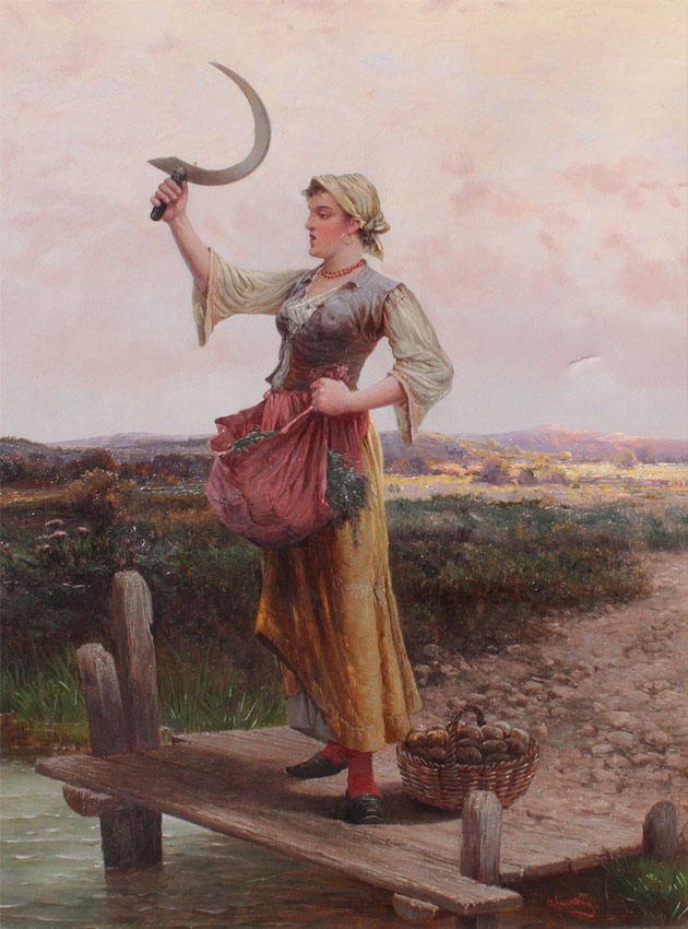 Appraisal: FARSKY Oldrich American - Peasant Girl Standing by the Water's