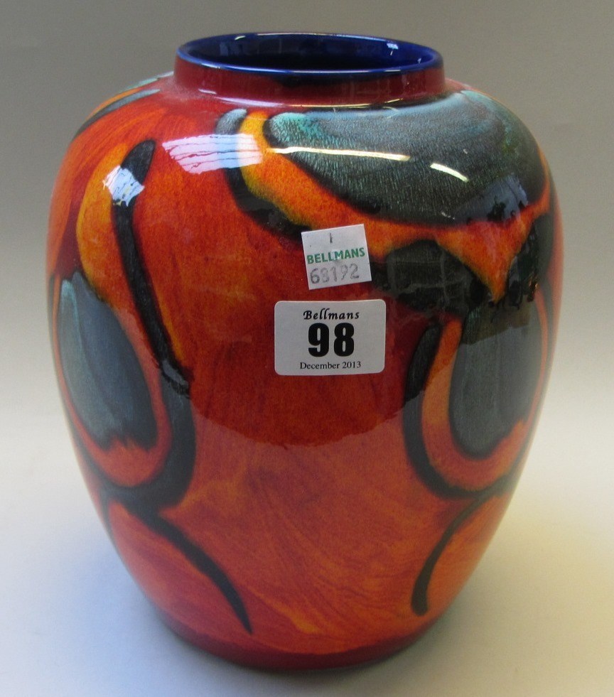 Appraisal: A Poole pottery vase decorated in a Delphis pattern cm