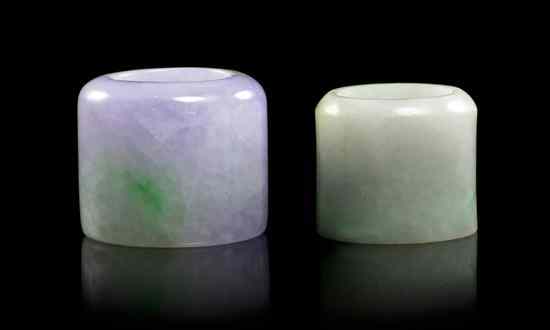 Appraisal: Two Chinese Jade Archer's Rings one having apple green veining