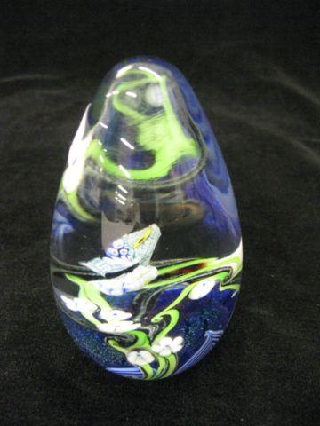 Appraisal: Orient Flume Art Glass Paperweight butterfly floral signed excellent