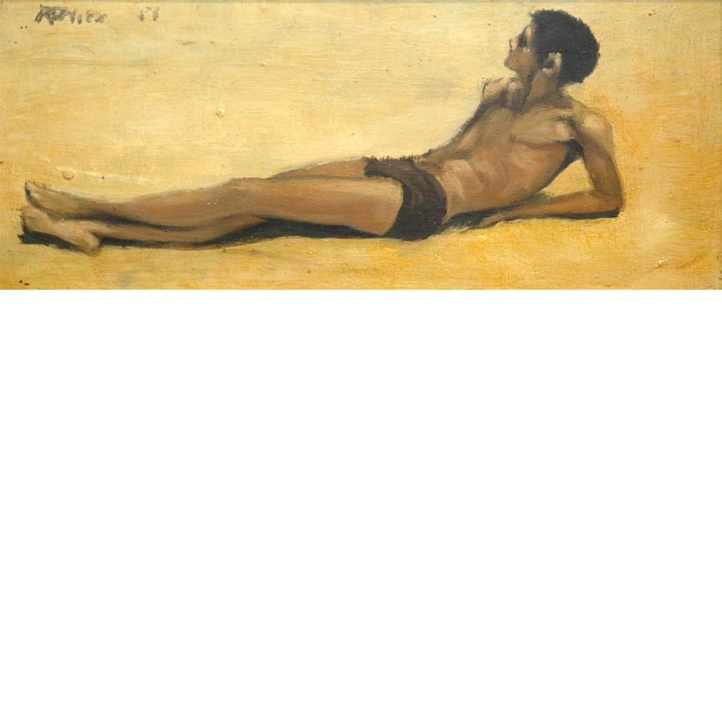 Appraisal: Robert R Bliss American - Reclining Young Man Signed RBliss