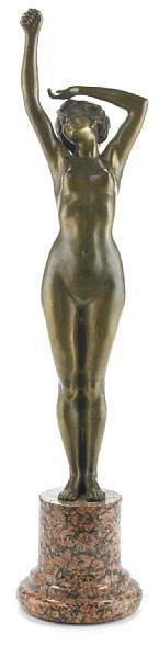 Appraisal: An Art Deco bronze figure of a nude maiden circa