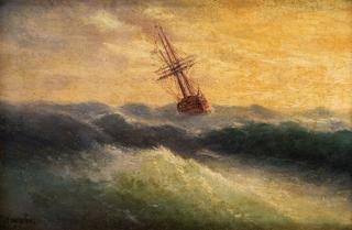 Appraisal: GRIGORIY IVANOVICH KAPUSTIN RUSSIAN - Storm A Ship at Sea