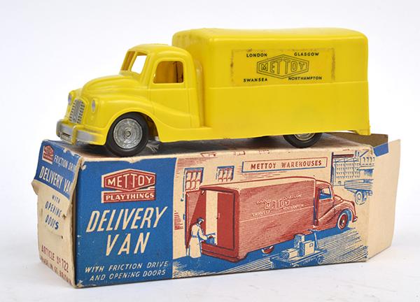 Appraisal: METTOY NO DELIVERY VAN YELLOW PLASTIC WITH 'METTOY' STICKERS TO