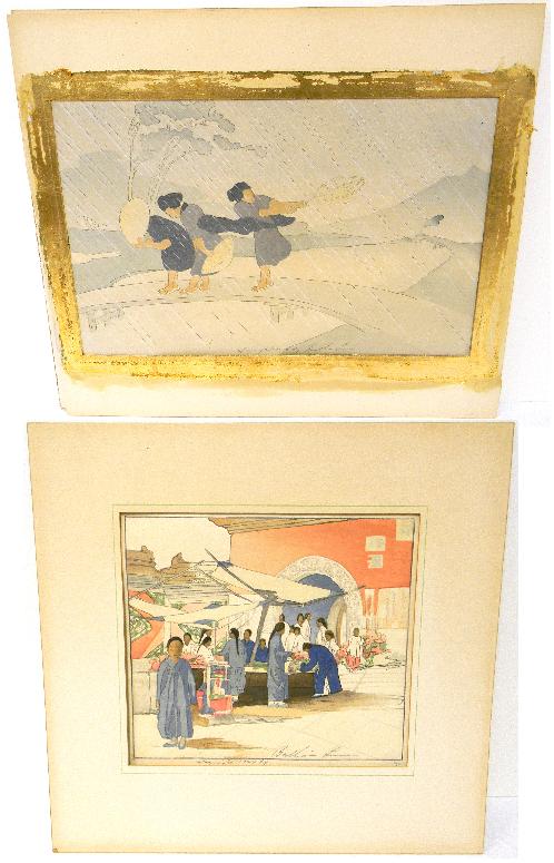 Appraisal: Bertha Lum American - two woodcuts in color ''Wind and