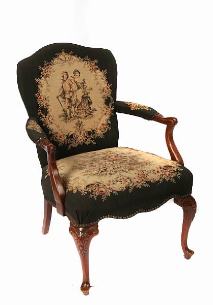 Appraisal: A tapestry upholstered chair height in width in depth in