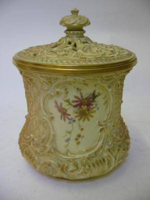 Appraisal: A BLUSH WORCESTER POT POURRI VASE dated of waisted form