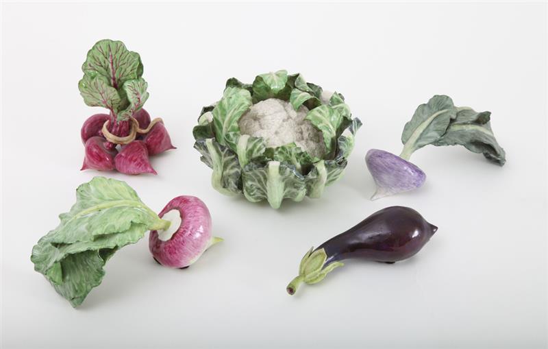 Appraisal: GROUP OF FIVE PORCELAIN VEGETABLES MODELED BY ANN GORDON Comprising