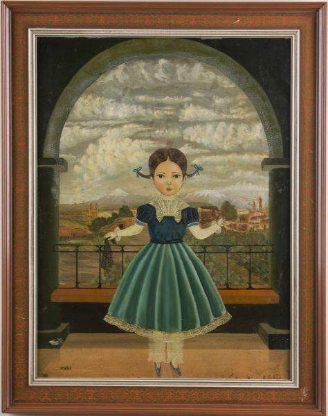 Appraisal: Agapito Labios Mexican - Girl in Blue oil on tin