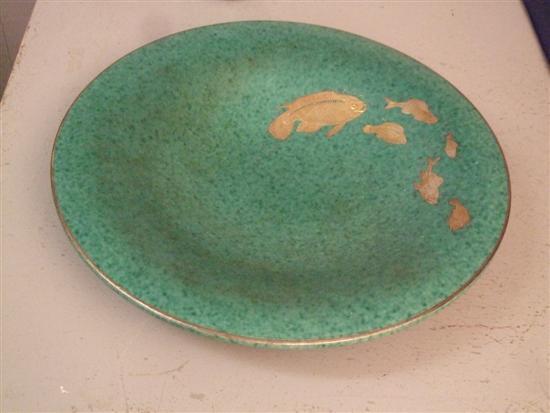 Appraisal: Gustavsberg 'Argenta' pattern dish the mottled green blue ground decorated