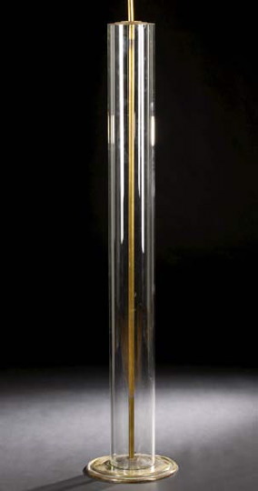 Appraisal: Contemporary Glass Floor Lamp the brass lamp standard encased in