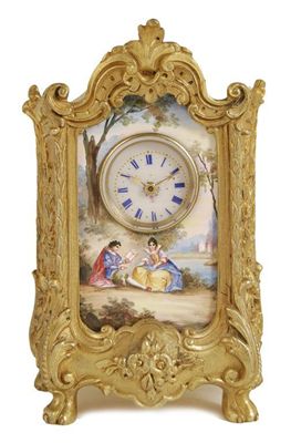 Appraisal: A Viennese enamel and gilt brass boudoir timepiece with a