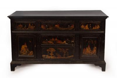 Appraisal: A th Century dresser base with chinoiserie lacquered decoration fitted