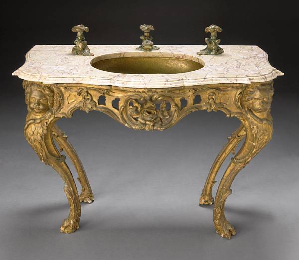 Appraisal: A Louis XV style carved giltwood console table second half