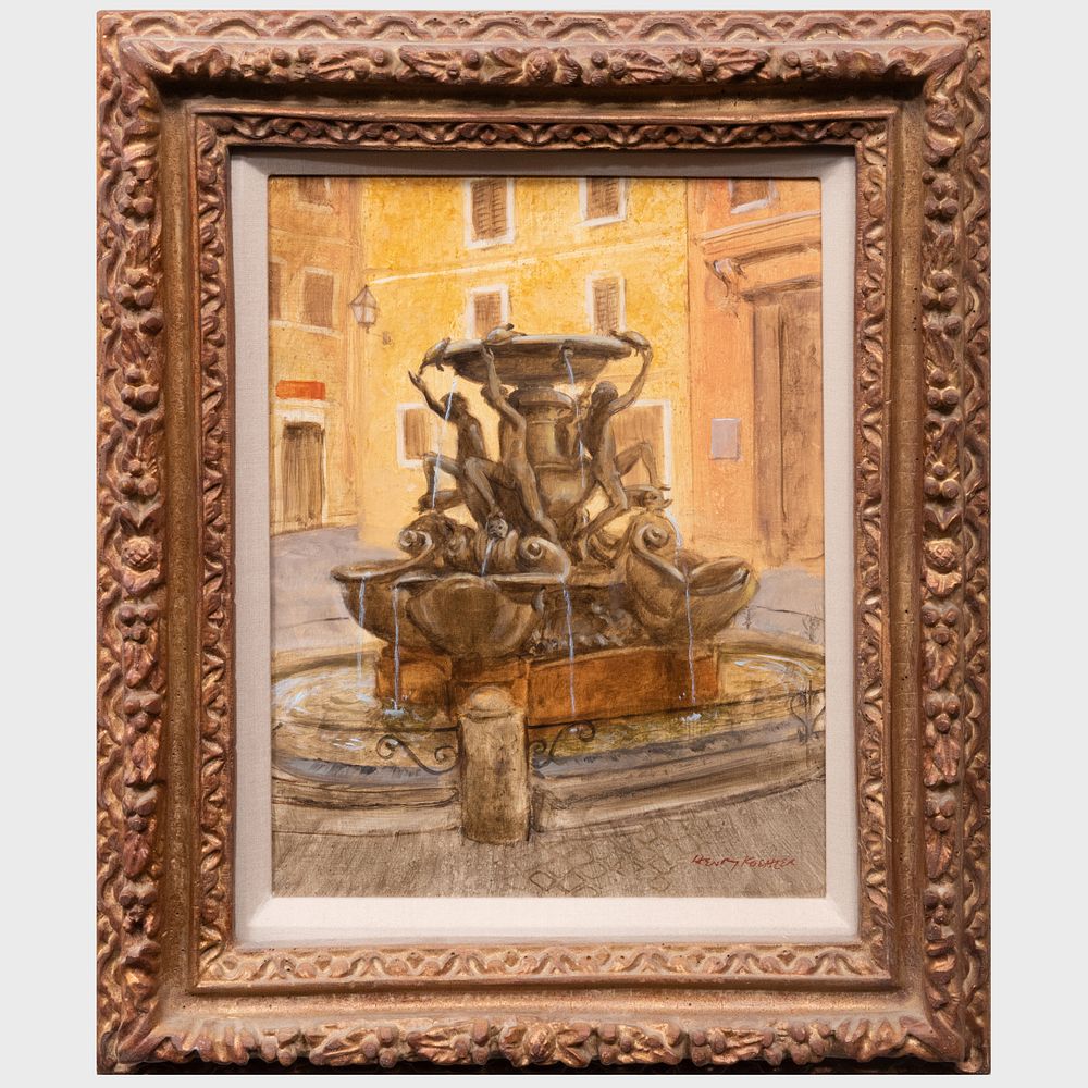 Appraisal: Henry Koehler - The Turtle Fountain Rome Oil on board