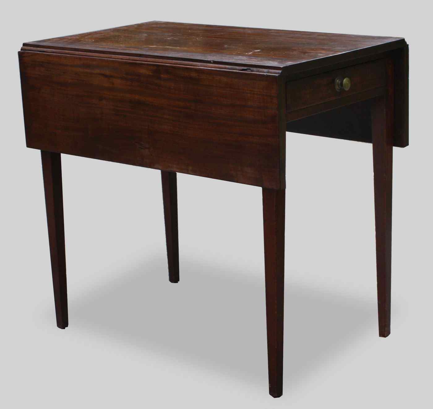 Appraisal: ANTIQUE AMERICAN PEMBROKE TABLECirca In mahogany with deep single drawer