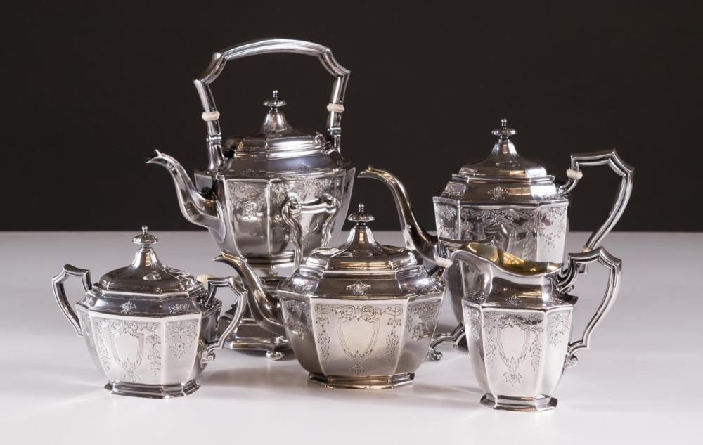 Appraisal: FIVE PIECE GORHAM STERLING SILVER COFFEE AND TEA SERVICE comprised