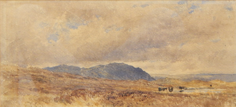 Appraisal: David Cox - Welsh landscape with cattle watercolour initialled cm