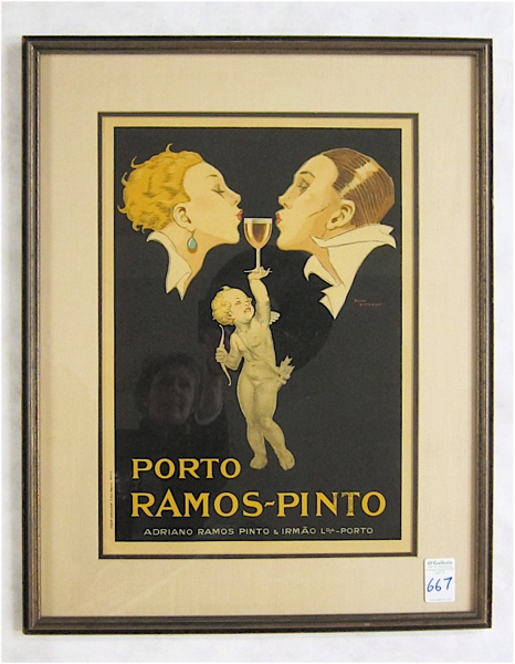 Appraisal: RENE VINCENT POSTER French - Porto Ramos-Pinto circa Image measures