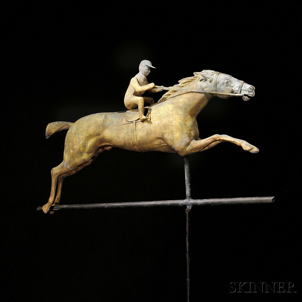 Appraisal: Gilded Molded Copper and Cast Zinc Horse and Jockey Weathervane