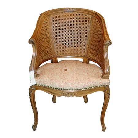 Appraisal: Provincial Louis XV Style Walnut Caned Back Bergere Estimate nbsp