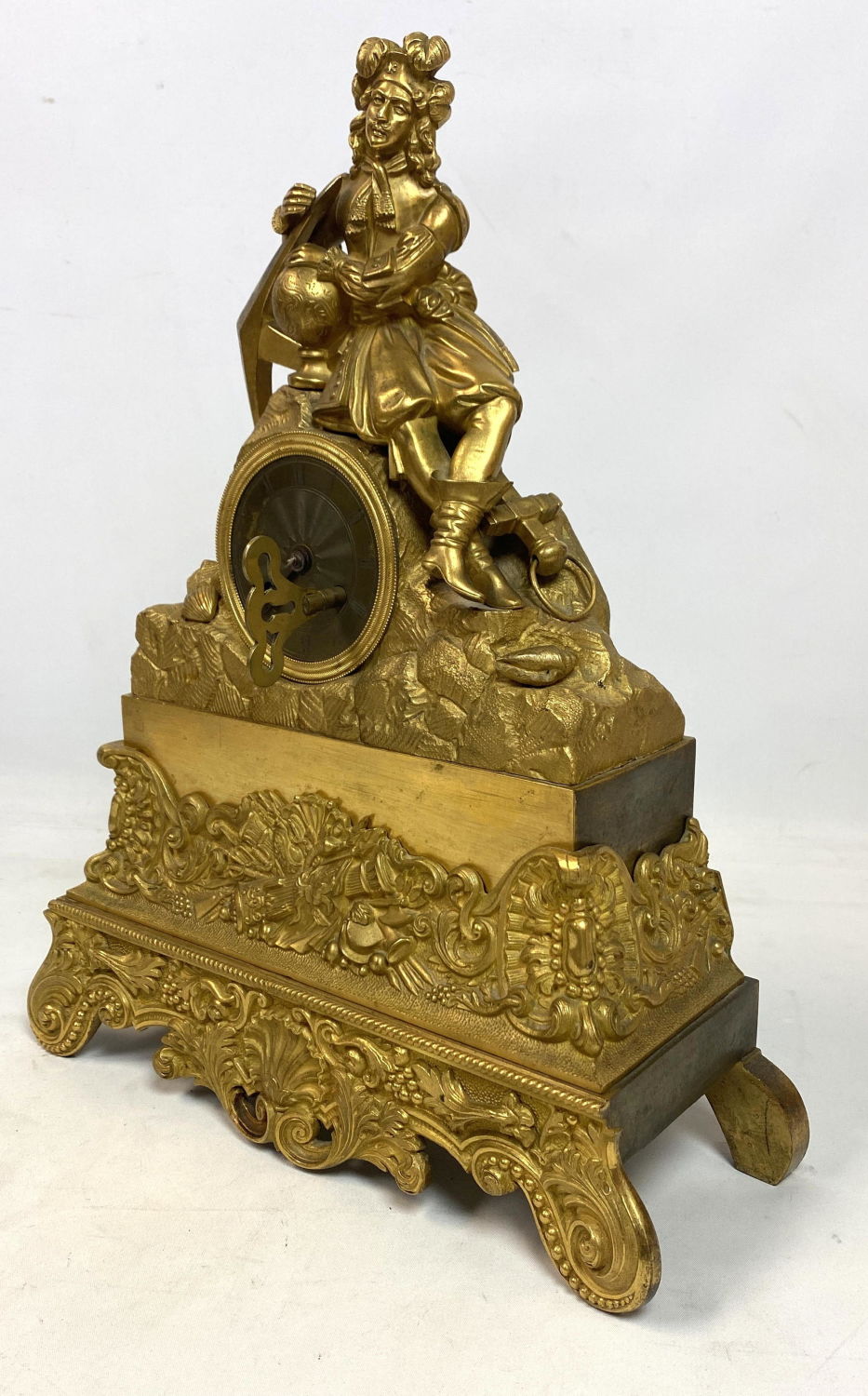 Appraisal: French Empire Gilt Bronze Clock Figural with fancy design base