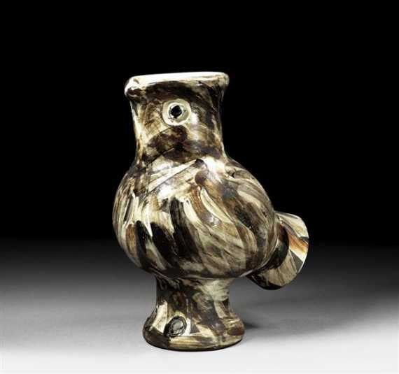 Appraisal: PICASSO PABLO Owl jug Waldeule Ceramic Expl-No Partly matte partly