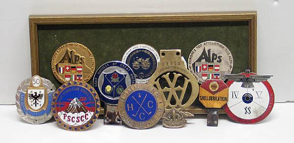 Appraisal: A collection of badges and plaques including rare Rhodesian Automobilie