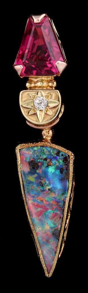 Appraisal: A K PENDANT FINE BLACK OPAL SIGNED MICKY ROOF An