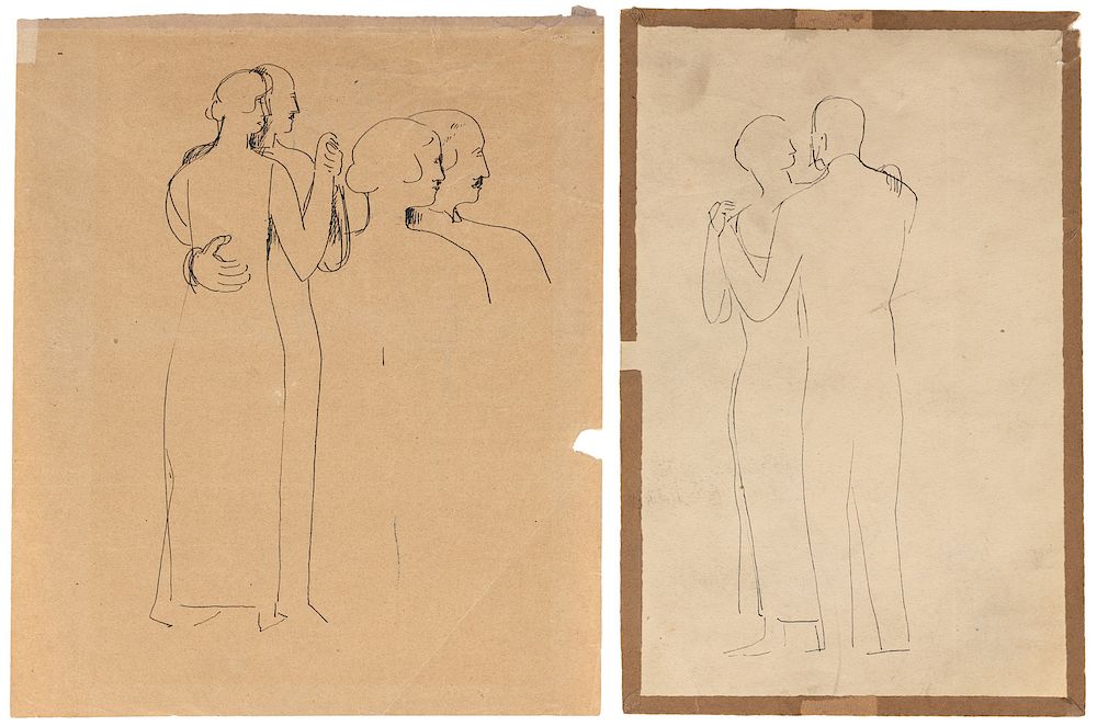 Appraisal: A GROUP OF TWO DRAWINGS BY OTTO GUTFREUND CZECH -