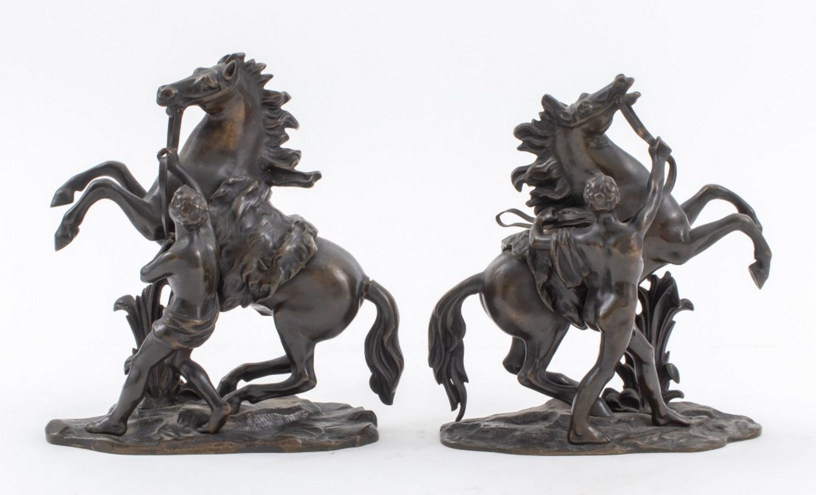 Appraisal: AFTER GUILLAUME COUSTOU BRONZE MARLY HORSES PAIR Pair of Grand