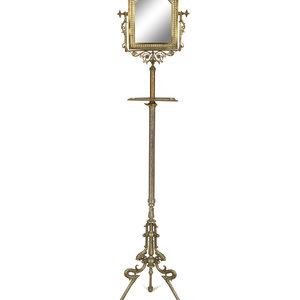 Appraisal: A Victorian Style Cast Brass Shaving Mirror on Adjustable Tripod