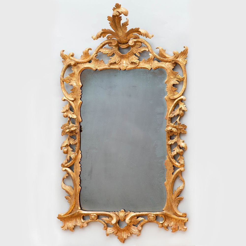 Appraisal: George III Giltwood Mirror Fitted with a foliate top crest