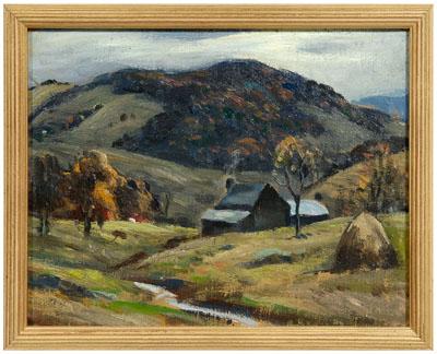 Appraisal: Painting attributed to Eliot C Clark farm in the mountains