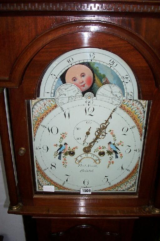 Appraisal: A Georgian mahogany -day longcase clock with broken swan neck