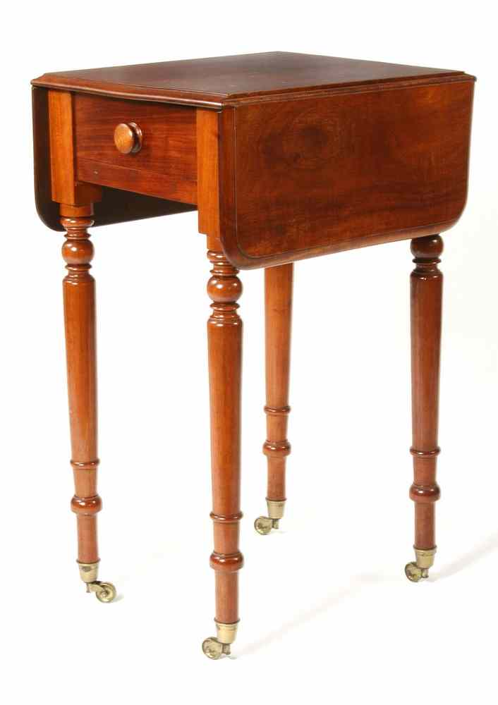 Appraisal: SIDE TABLE - Mid th c mahogany single drawer drop