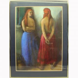 Appraisal: Marcia Burnett Bouton American - Pastel of two partially nude