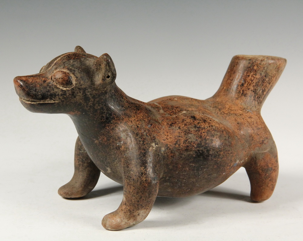 Appraisal: PRE-COLUMBIAN POTTERY VESSEL - Colima Dog Form Water Carrier Central