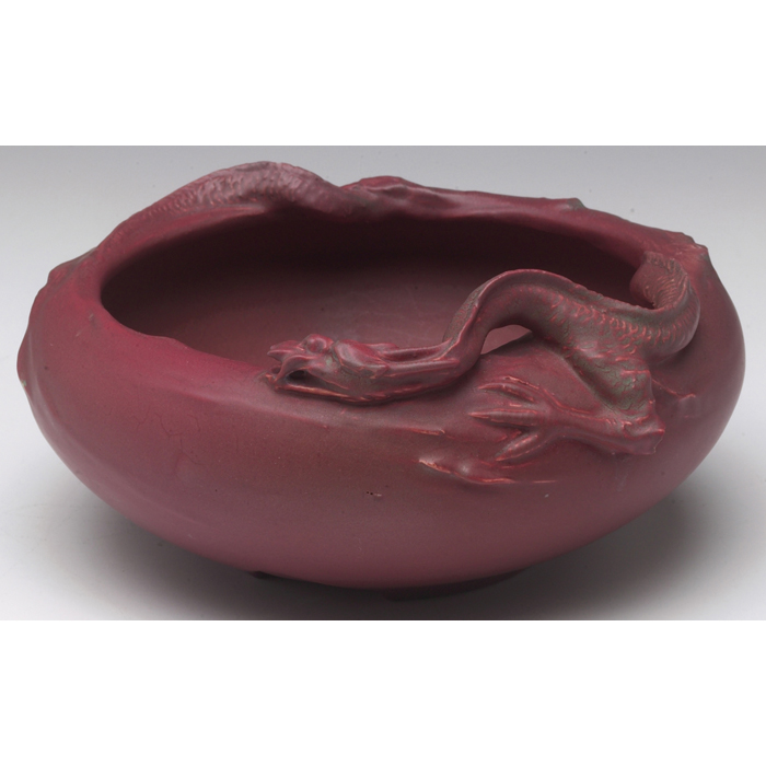 Appraisal: Rare Rookwood bowl beautifully sculpted dragon figural at the rim