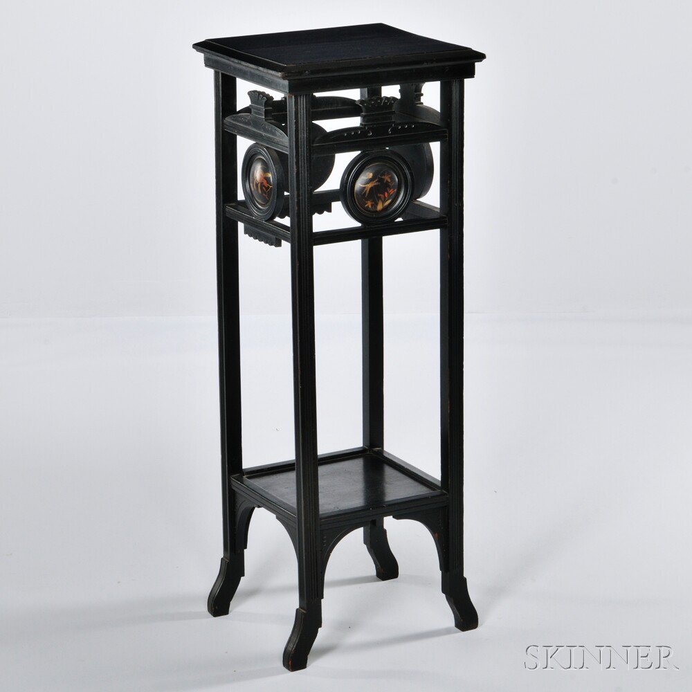 Appraisal: Victorian Eastlake-style Ebonized Pedestal America with apron of painted black