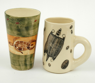 Appraisal: GYMEA New South Wales Slip cast ceramic mug and beaker