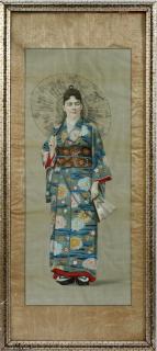 Appraisal: JAPANESE PAINTING ON SILK CIRCA JAPANESE PAINTING ON SILK CIRCA