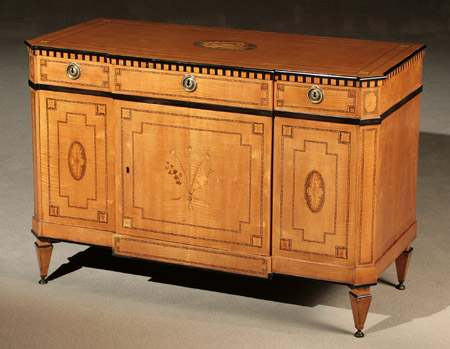 Appraisal: Anglo-Dutch Neoclassical Style Marquetry Satinwood Commode Circa Having a blocked