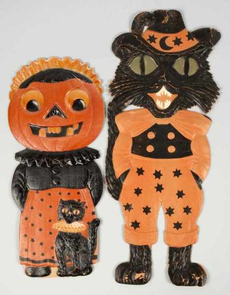 Appraisal: Lot of Cardboard Halloween Pumpkin Cat Description German Some wear