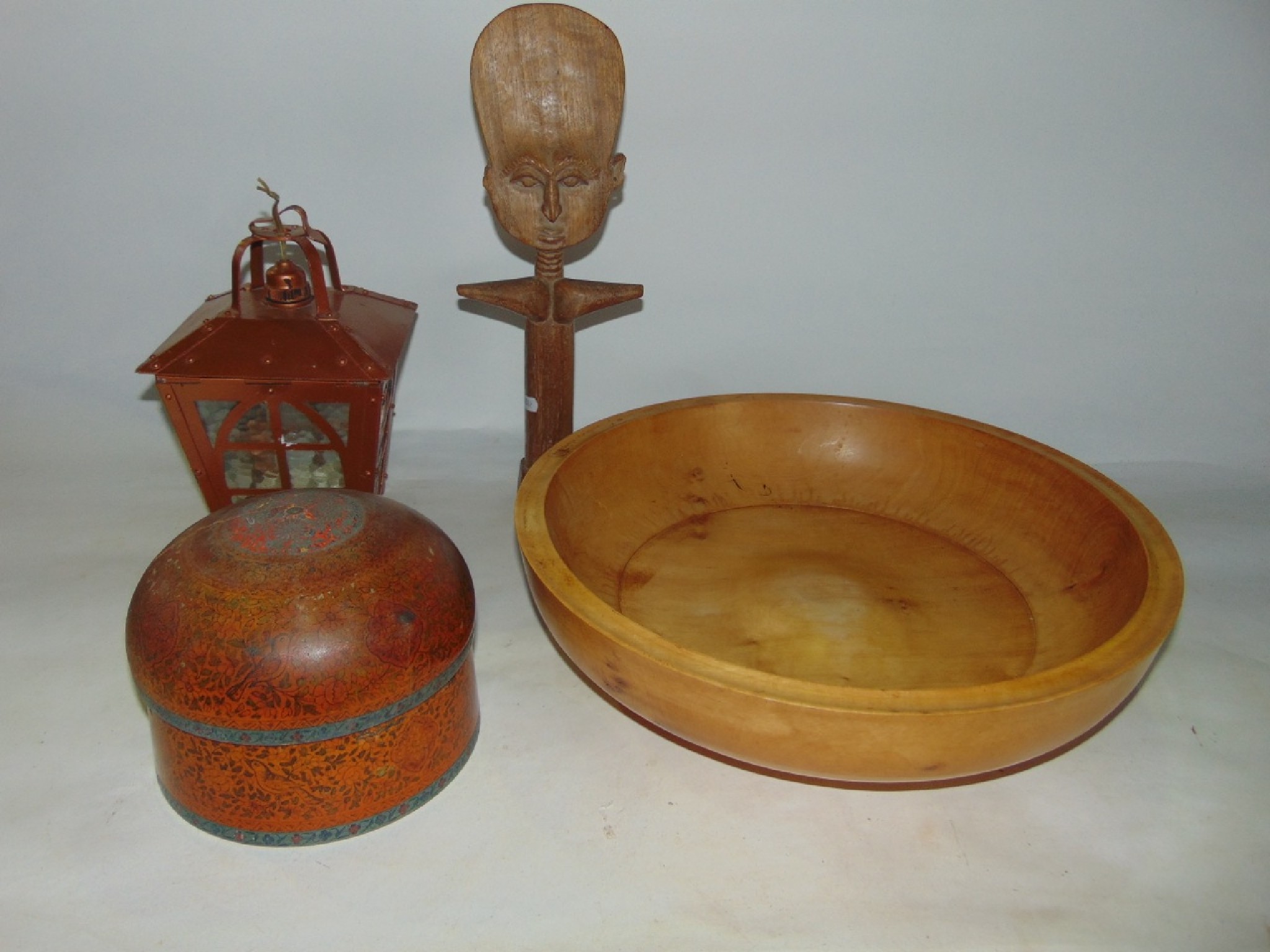 Appraisal: A substantial shallow turned pale timber bowl with label to