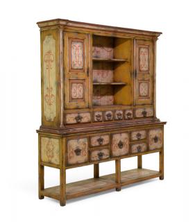 Appraisal: A VENETIAN STYLE DECORATED TWO-PART CABINET th century The two-part