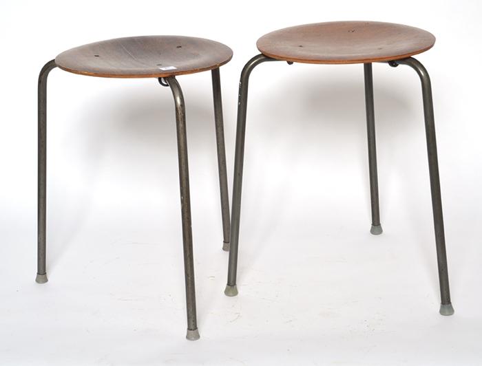 Appraisal: PAIR OF DOT STOOLS BY ARNE JACOBSEN cm high PAIR