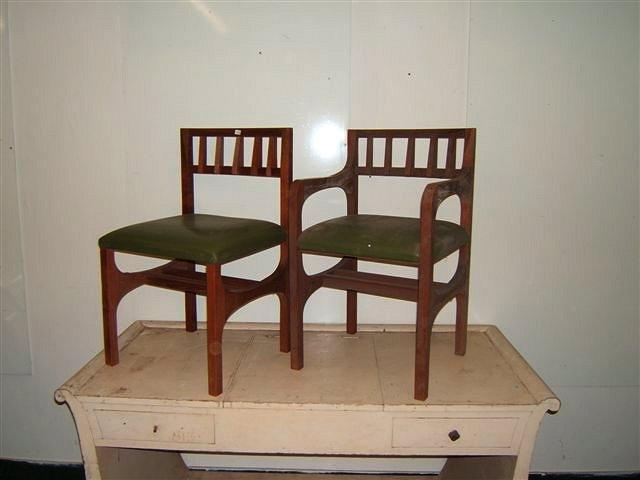 Appraisal: A set of six teak possibly Cotswold made dining chairs