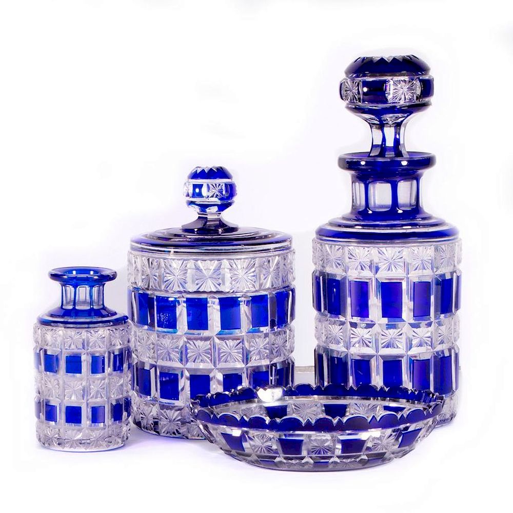 Appraisal: A crystal poudreuse set A th century blue and white